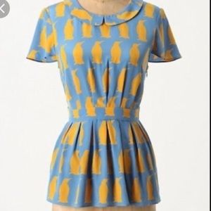 Anthropologie Charlotte Taylor Penguin blouse 12